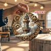Steampunk Metal Wall Art Round Gear Bell Tower Vintage Decor for Home Cafe