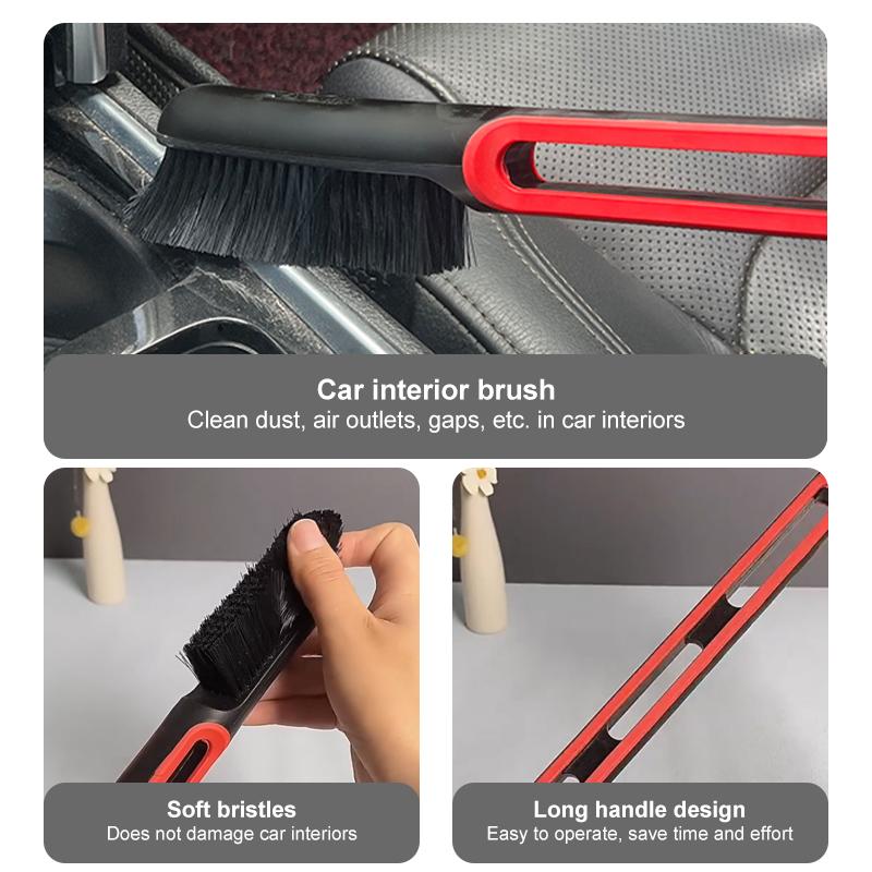 SEAMETAL Car Interior Cleaning Brush Car Air Outlet Seat Crevice Dashboard Dusting Long-handle Brush Car Detailing Brush Duster