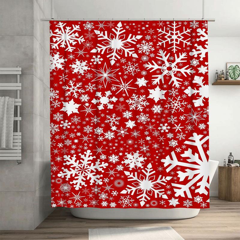 

Tuniu Festive Snowflake Shower Curtain Winter Holiday Bathroom Decor Cute Cozy Design Waterproof Fabric Backdrop W60H190(CM)-1 Pcs