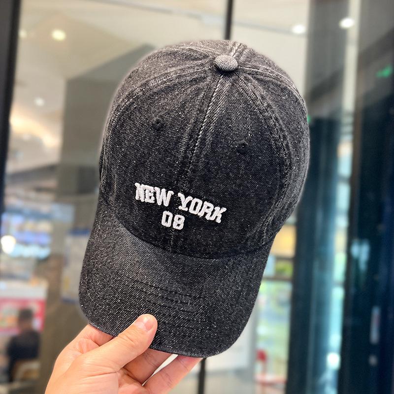 Letter Embroidery Washed Denim Cap Men's and Women's Spring and Summer Versatile Sun Hat Fashion Baseball Cap