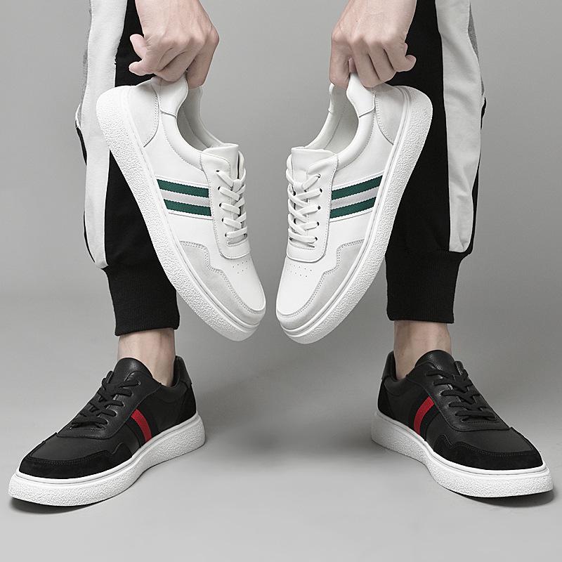 European Men's Korean Style Leather Skate Shoes: Versatile Trendy Casual White Sneakers