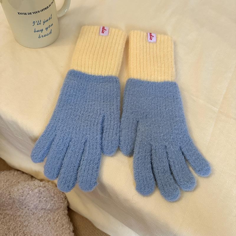 Luochi Knitting Dopamine Color Woolen Gloves: Women's Winter Knitted Touchscreen Cycling Gloves for Cold Protection