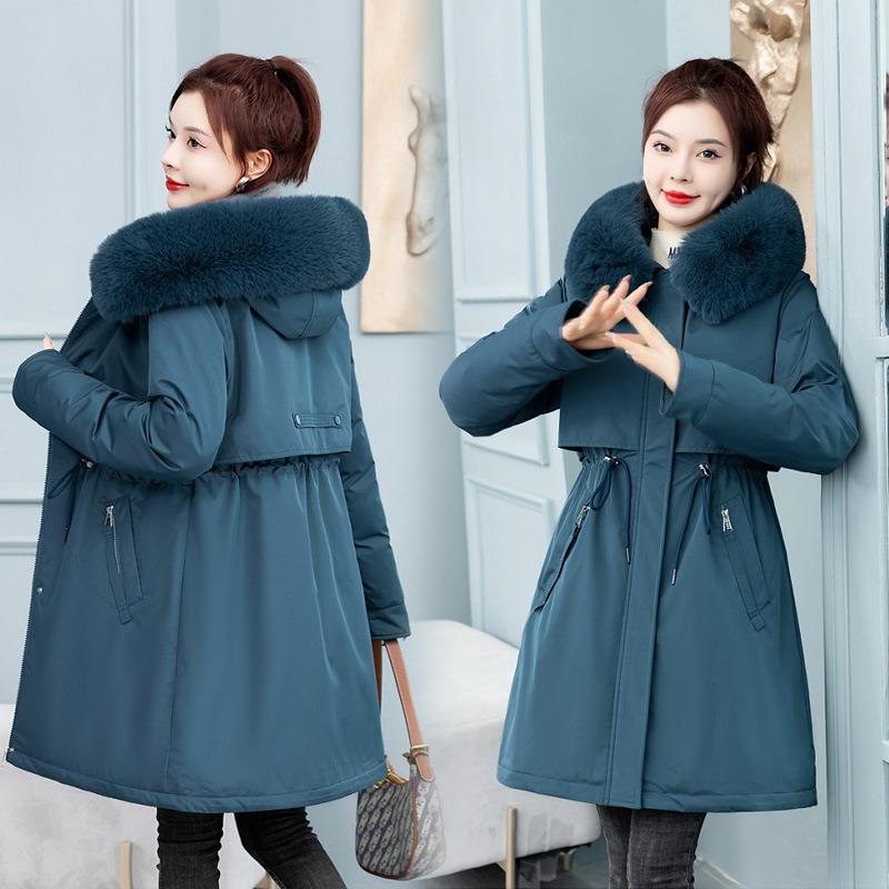 Winter New Thickened Down Cotton and Cotton Liner Pie To Overcome Cotton-padded Coat Women's Medium and Long Cotton Clothes