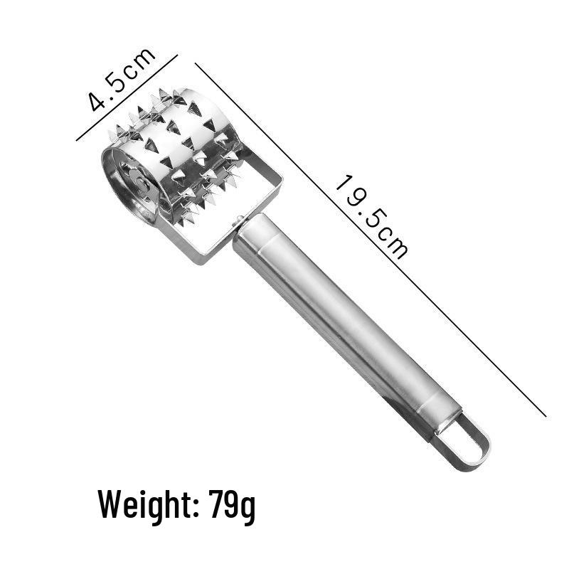 Stainless Steel Hammer Rolling Meat Tenderizer  Biscuit Hole Puncher