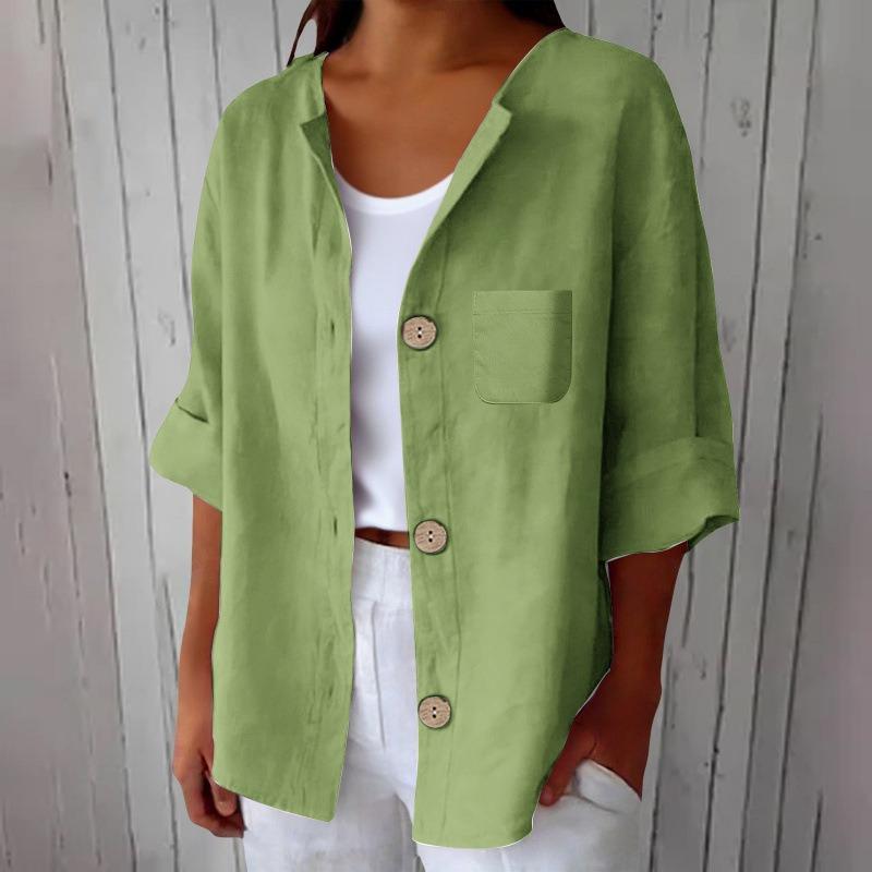 Women S Vintage Loose Fit 3 4 Sleeve Cardigan Shirt Casual Top
