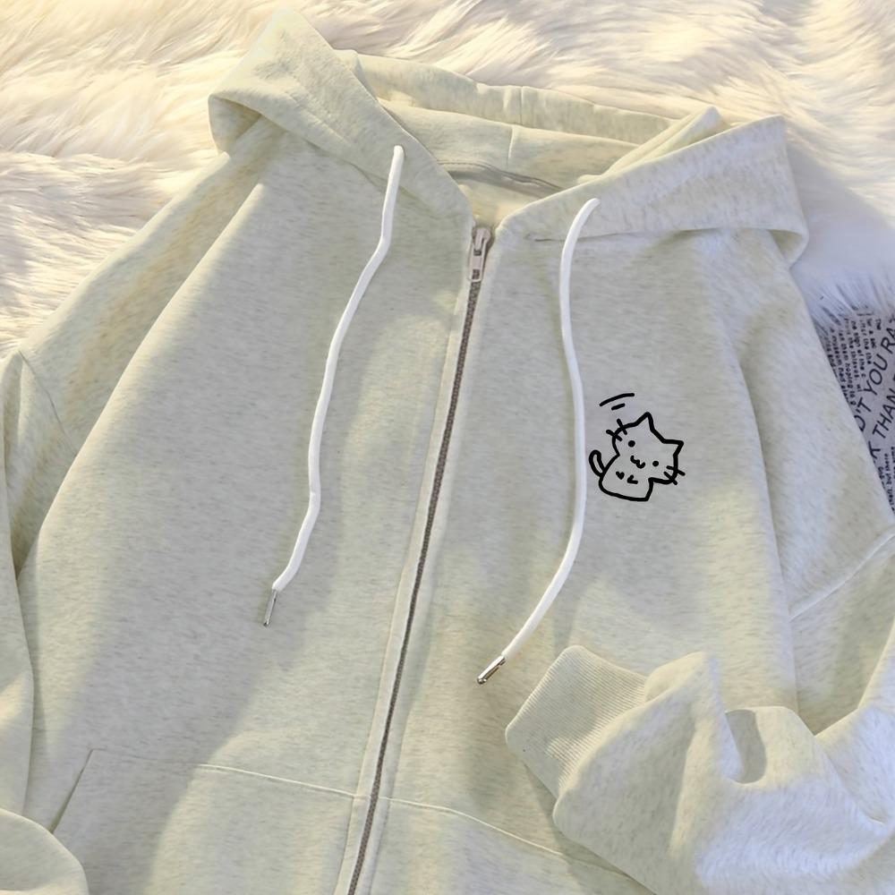 Y2k Style Loose Fitting Pullover Jacket Long Sleeved Women's Hooded Sweatshirt Zipper Cardigan Top Trendy Cool Feeling