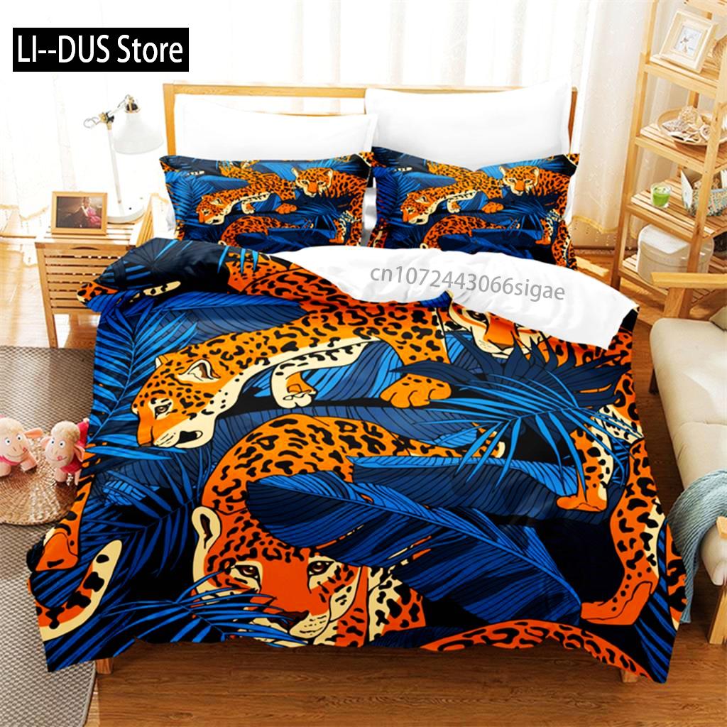 Tropical Forest Leopard Bedding Set Duvet Cover Set 3d Bedding Digital Printing Queen Size Bedding Set Fashion Design