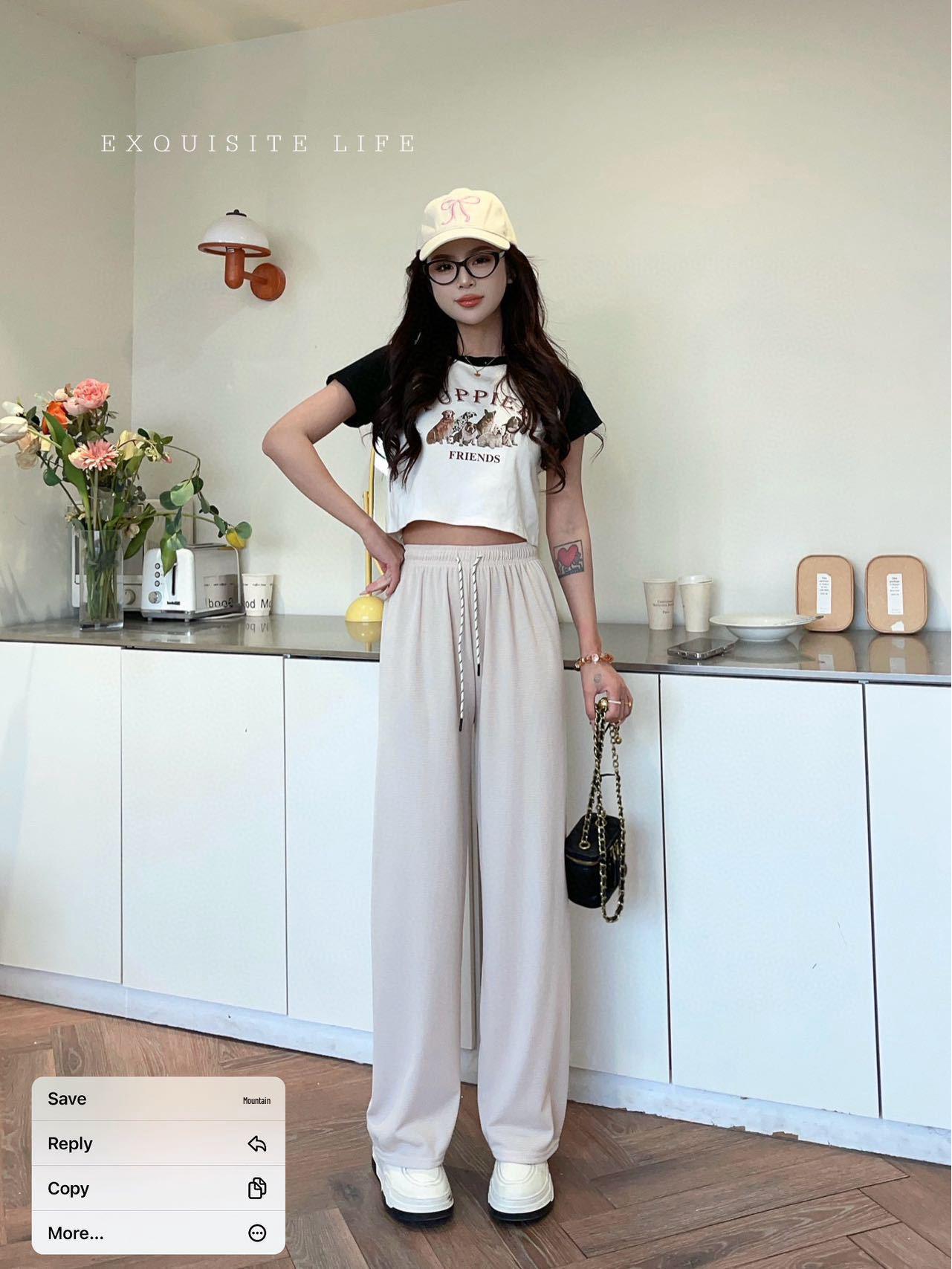 

Женские брюки палаццо из ледяного шелка цвета леденца, 2025: Летний Свободный, Стройнящий и Драпирующийся Дизайн Прямых Брюк One Size (Fits 80-140 jin)