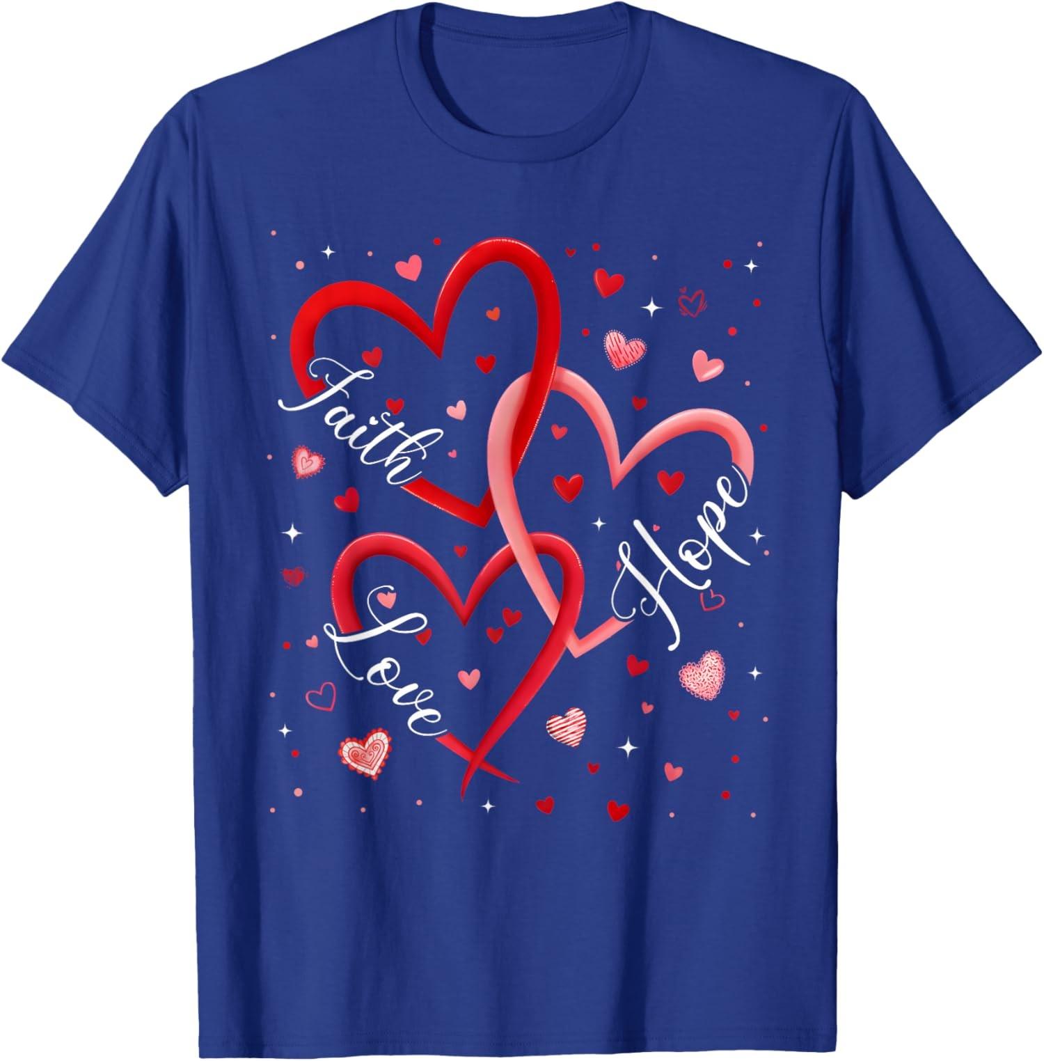 Christian Faith Hope Love Hearts Valentine Day Unisex T-Shirt S разноцветный