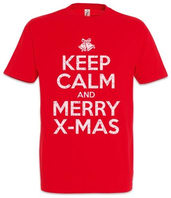 Keep Calm And Merry X-Mas T-Shirt Let It Snow Weiß Weihnachten Santa Fun Clause