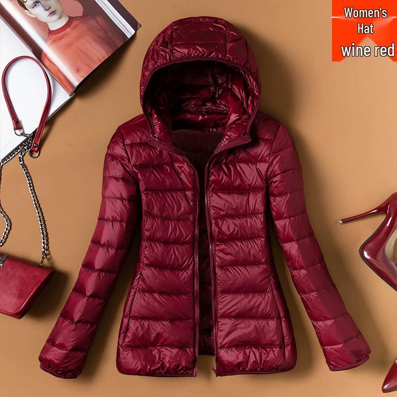 2023 Women's Lightweight Hooded Slim Down Jacket - Short, Fashionable, Plus Size, Autumn/Winter Outerwear