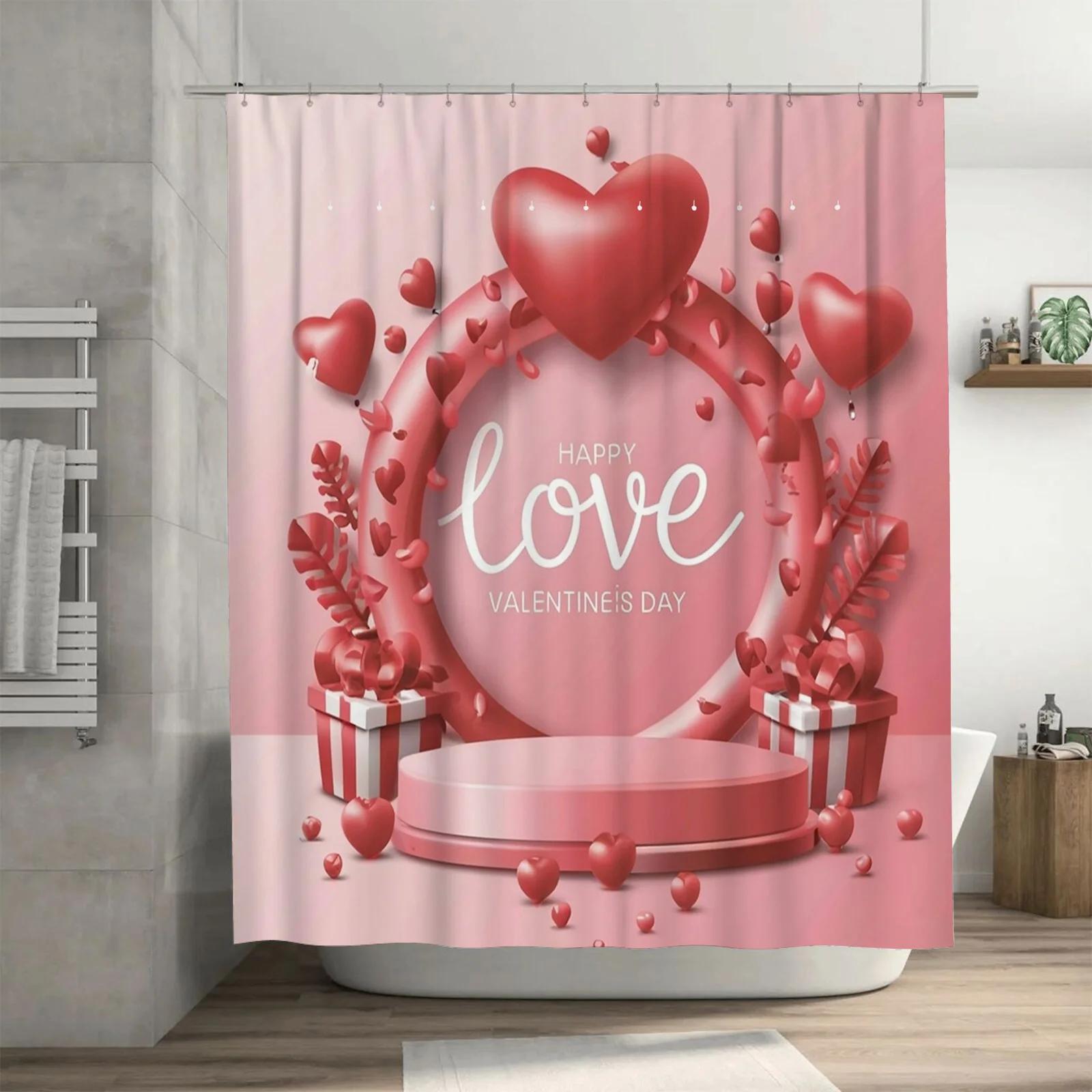 

Valentine S Day Heart Shower Curtain - Waterproof, Mildew-Resistant, Stylish Decor, Unique Design Enhances Space W60H190(CM)-1 Pcs