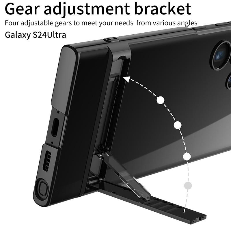 Transparent Electroplated Phantom Case Galaxy S24 Ultra With Precision Cutouts Kickstand Support
