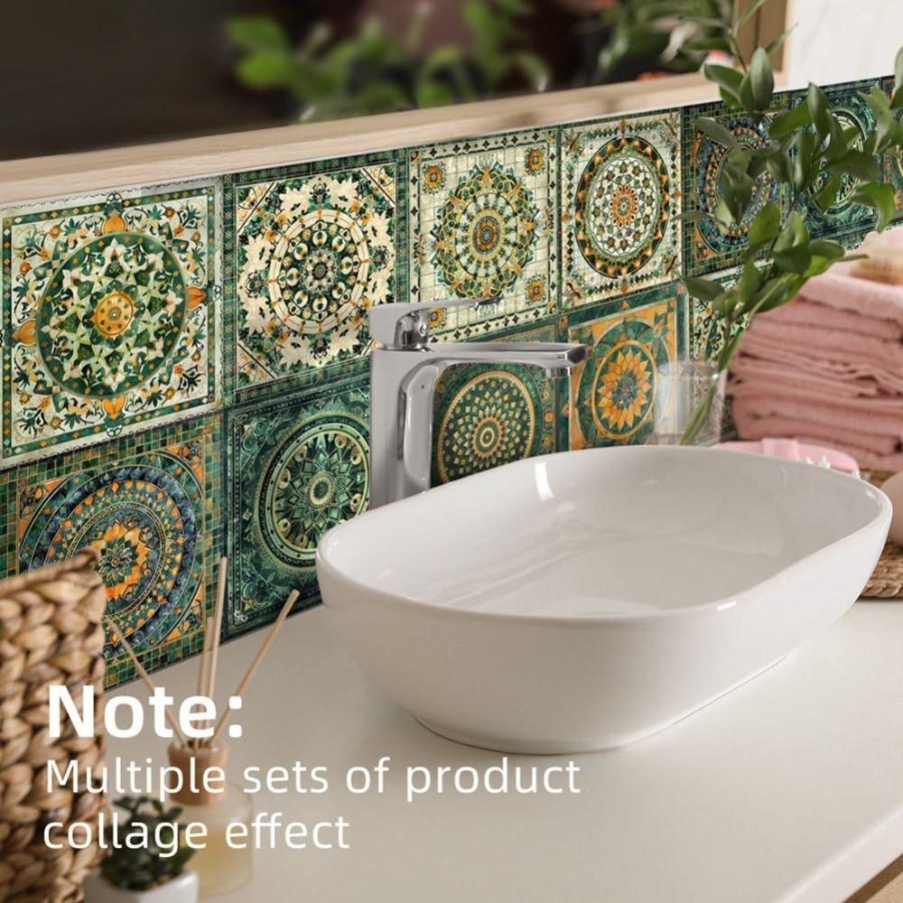 10Pcs Waterproof Backsplash Tile Stickers Multicolor Design Tile Decals  Bathroom Decor