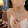 European & American Style Zircon Tulip Necklace and Earrings Set