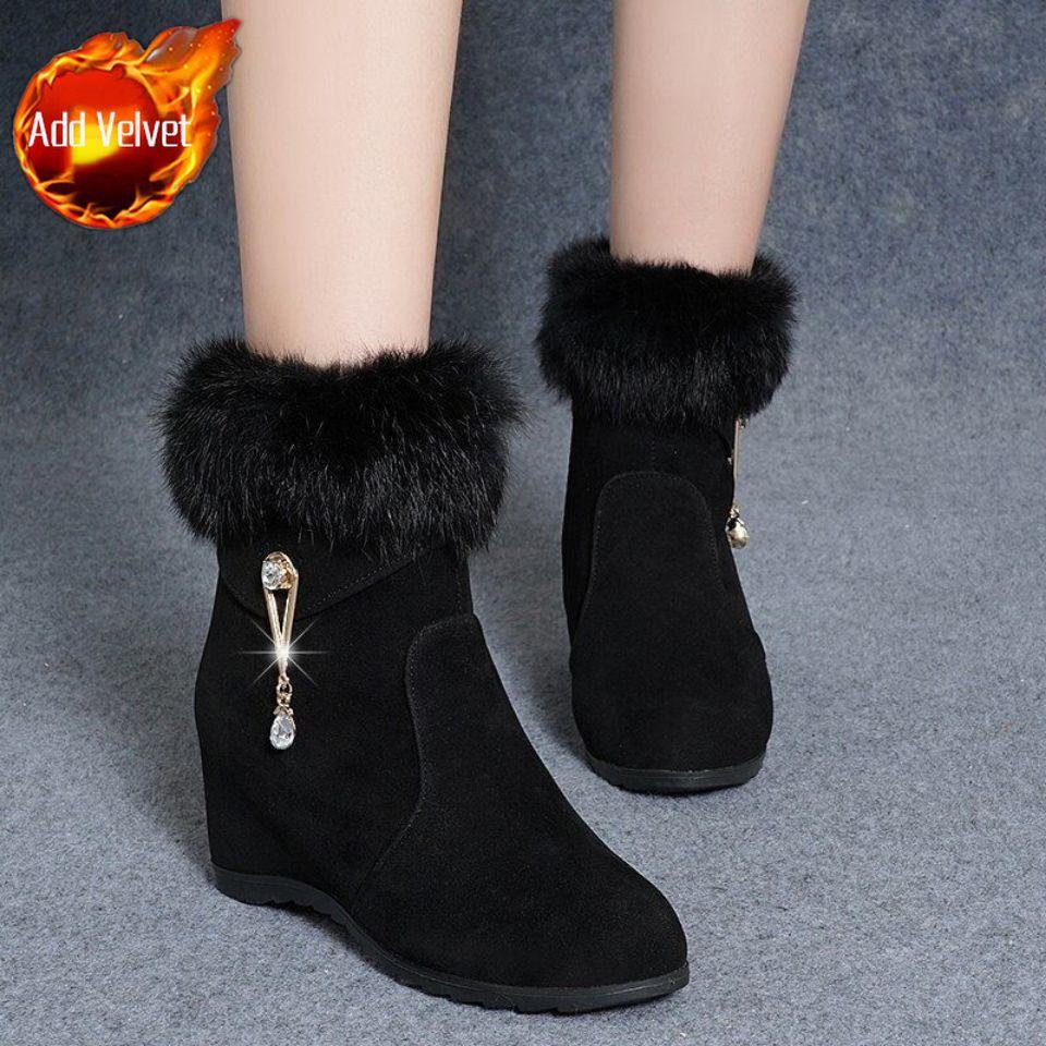 

Модные черные ботильоны на высоком каблуке, утепленные хлопком, женские зимние ботинки, обувь для дам со стразами, рабочая обувь Y2k по акции, пушистая обувь New Rock на распродаже 40