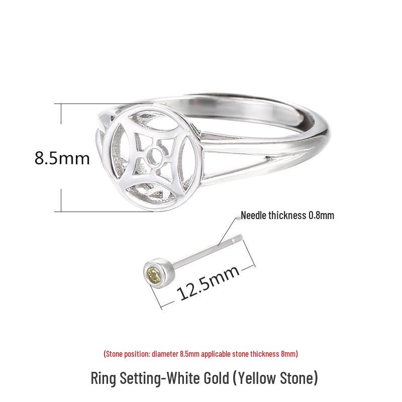 

925 Sterling Silver Unisex Ring with Peace Buckle, Abacus Bead Spacer, Inlaid Hetian Jade, and Amber Settings.