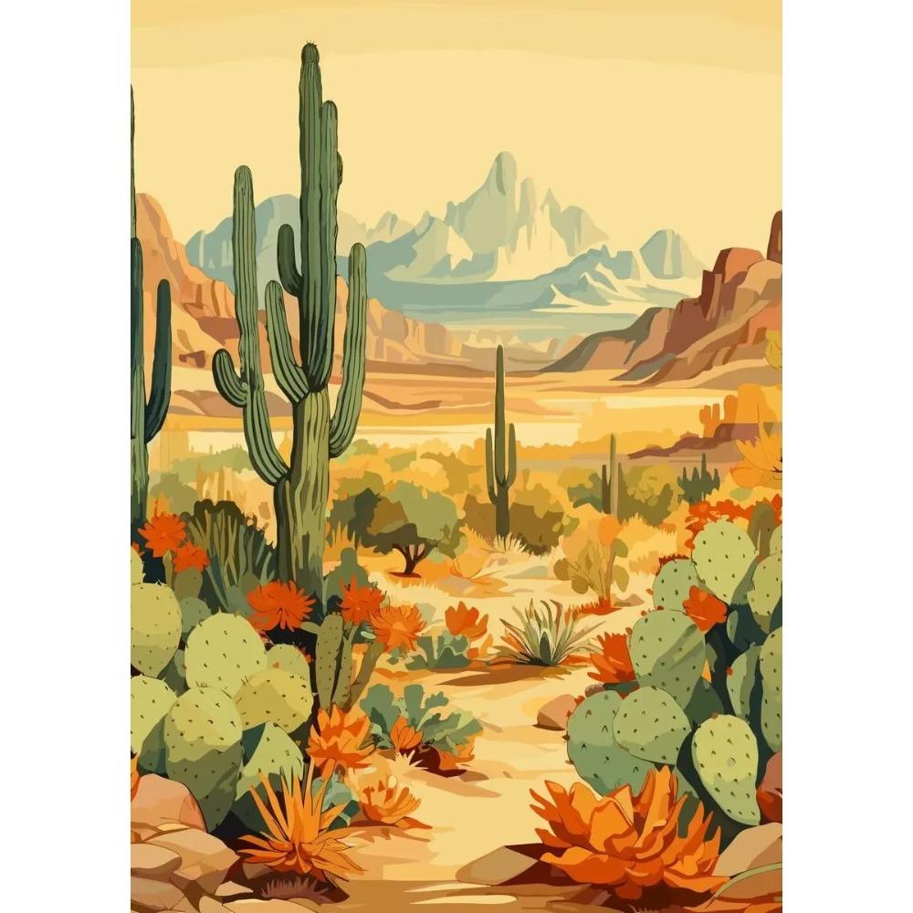 Vintage Mexican Cactus Poster Floral Moon Aesthetic Canvas Painting Prints Colourful Wall Art Picture Room Home Decor