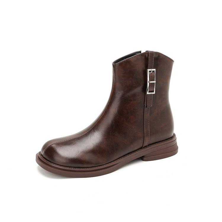 Short boots autumn new boots thick heel middle heel fashion boots large size western boots