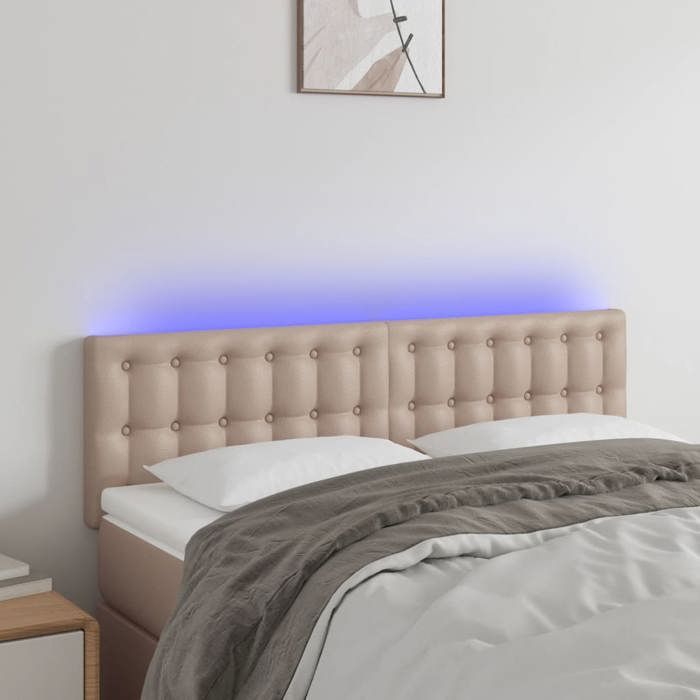 VidaXL Tête de Lit à LED Meuble de Chambre à Coucher Accessoire de Lit Double Tête de Cadre de Lit Intérieur Cappuccino 3121707