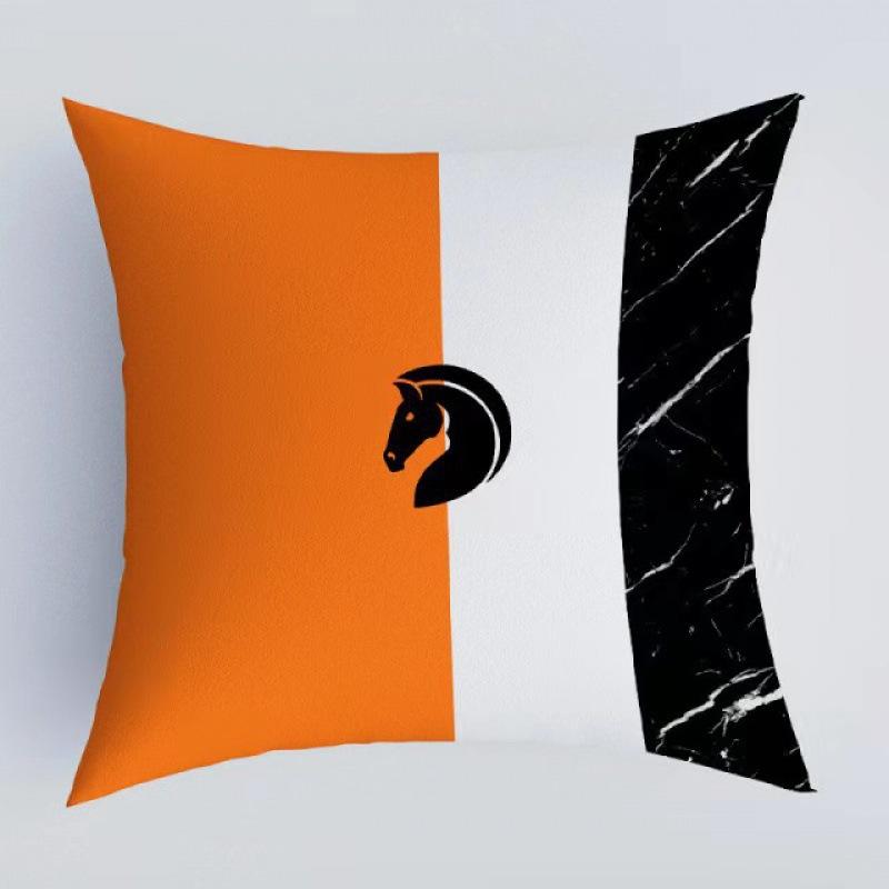 Orange Patchwork Muster Überwurf Kissenbezug Mit Kurzem Plüsch Druck Wohnzimmer Sofa Dekoration Kissenbezug Kissenbezüge