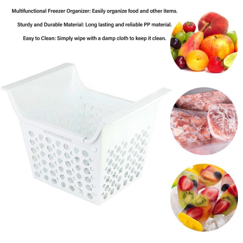 Versatile Deep Freezer Basket, Premium PP Chest Freezer Organizer Bin, Expandable And Heavy Load With Handle, For Kitchen Storag