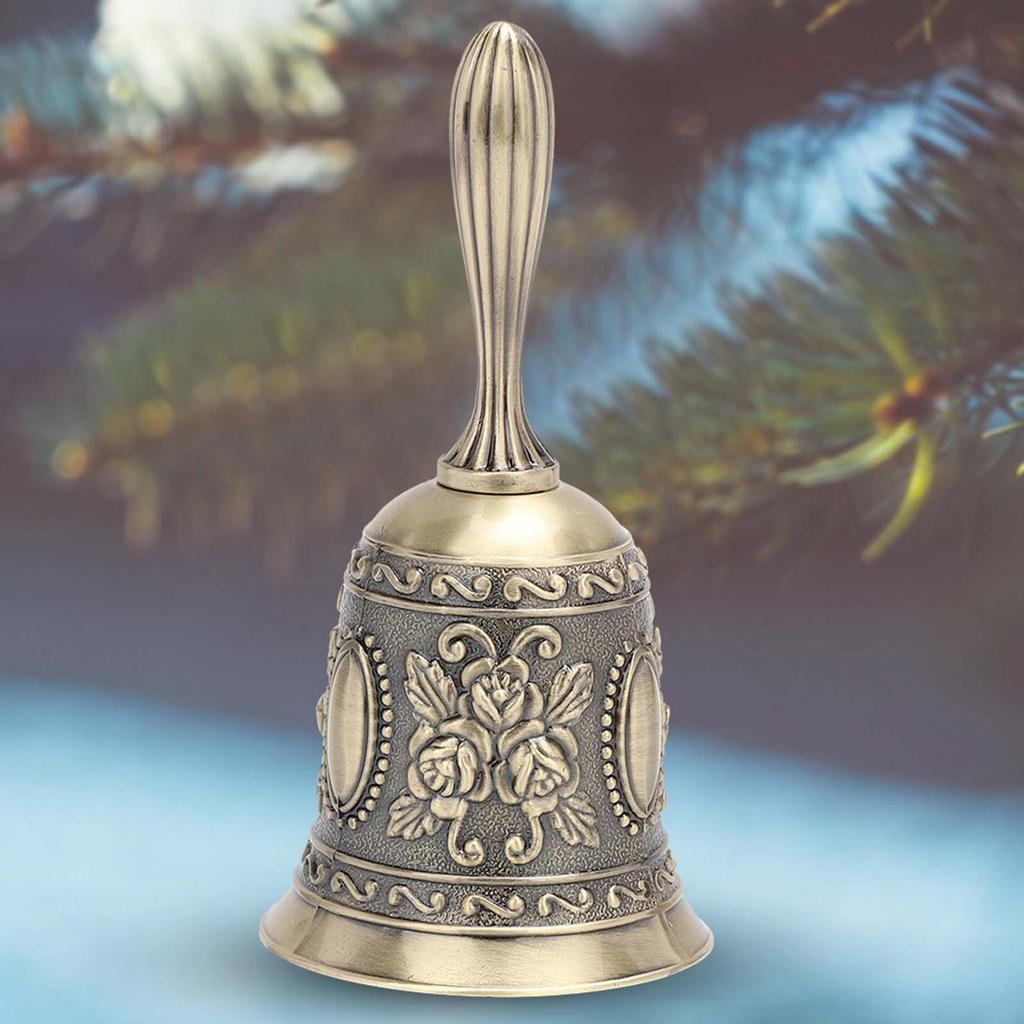 Zinc Alloy Rose Pattern Dinner Hotel Calls Handbell Hand Bell Metal Handicraft Christmas Gifts