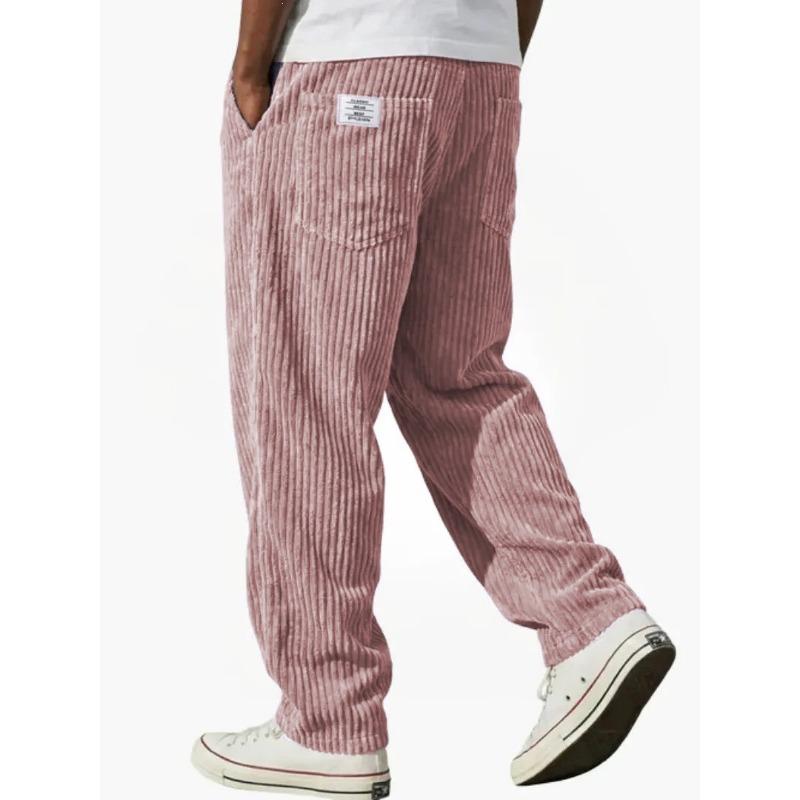 Men S American Style Embroidered Loose Straight Leg Vertical Striped Multi Pocket Casual Long Pants