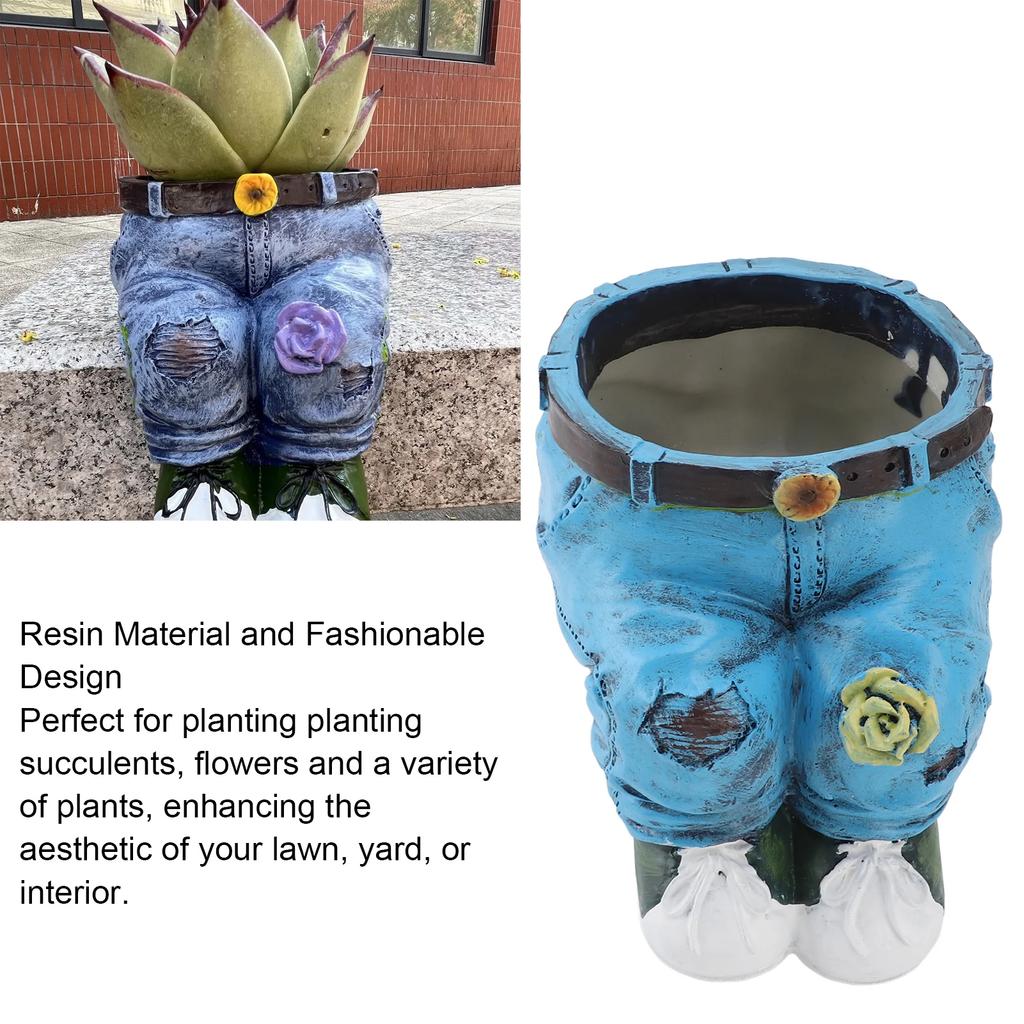Pants Flower Pot Resin Stylish Jeans Shape Versatile Decorative Flower Planting Pot Planter Garden Figurine For Home Lawn Yard