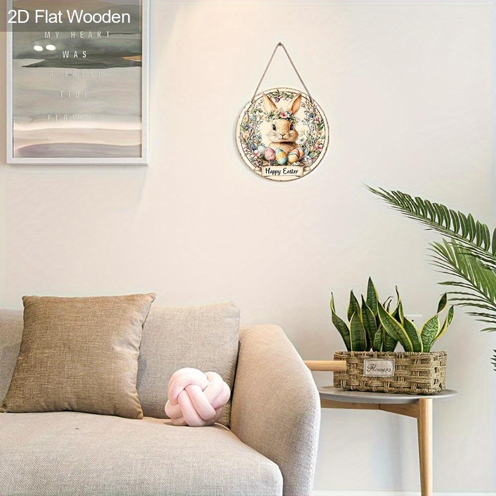 Classic Easter Decorations Wooden Ornament -"Happy Easter", Rabbit, Egg, Wreath - Easter Presents -for Door, Wall, Home, Room, Farmhouse, Street, Shop