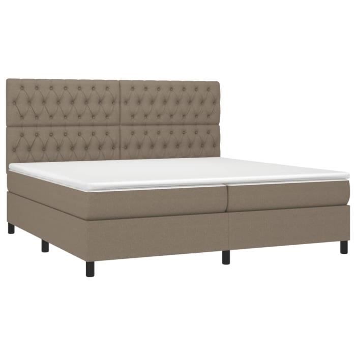 3142045 vidaXL Lit à sommier tapissier avec matelas Taupe 200x200 cm Tissu