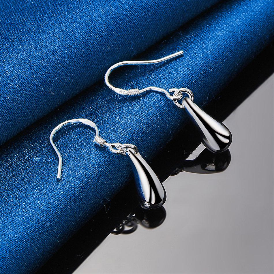 Elegant 925 Sterling Silver Exquisite Glossy Water Drop Drop Earrings Women's Fashion Wedding Party Jewelry