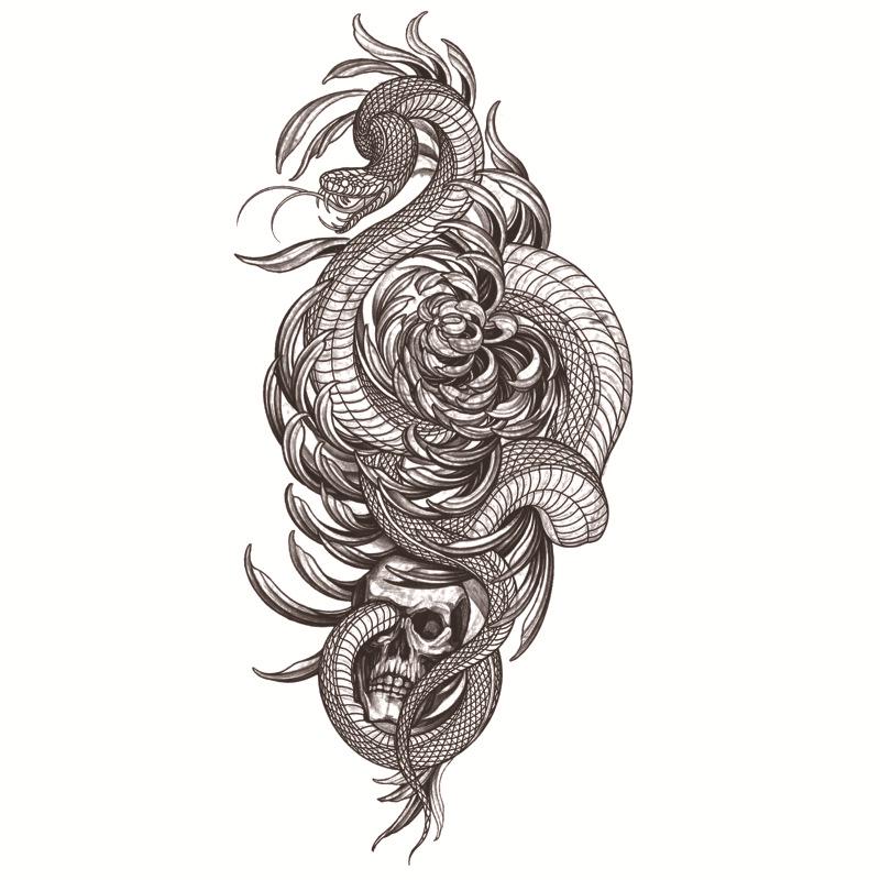 Geisha Butterfly Rose Full Arm Tattoo Sticker - Creative & Colorful Temporary Tattoo 114*210mm