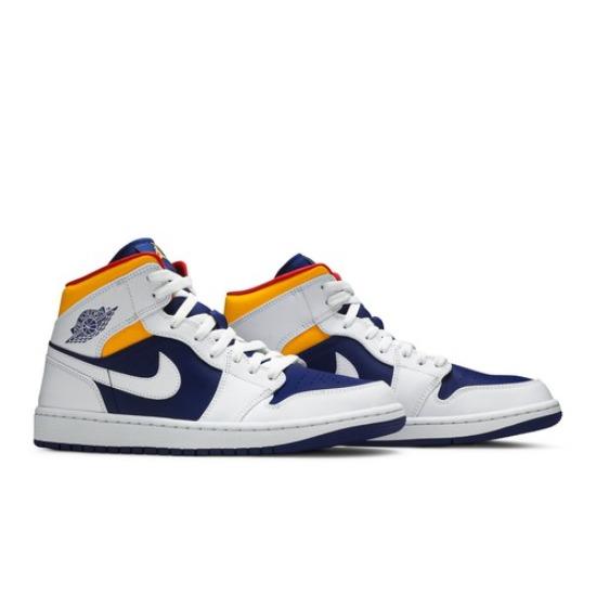 

Air Jordan 1 Mid White Deep Royal Blue 554724-131 EU 45 білий/глибокий