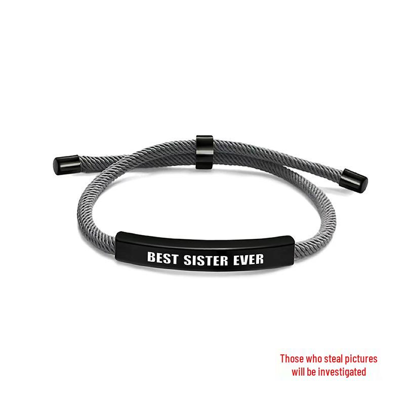 Multicolor Woven Rope Friendship Bracelet - Engraved Stainless Steel Christmas Gift