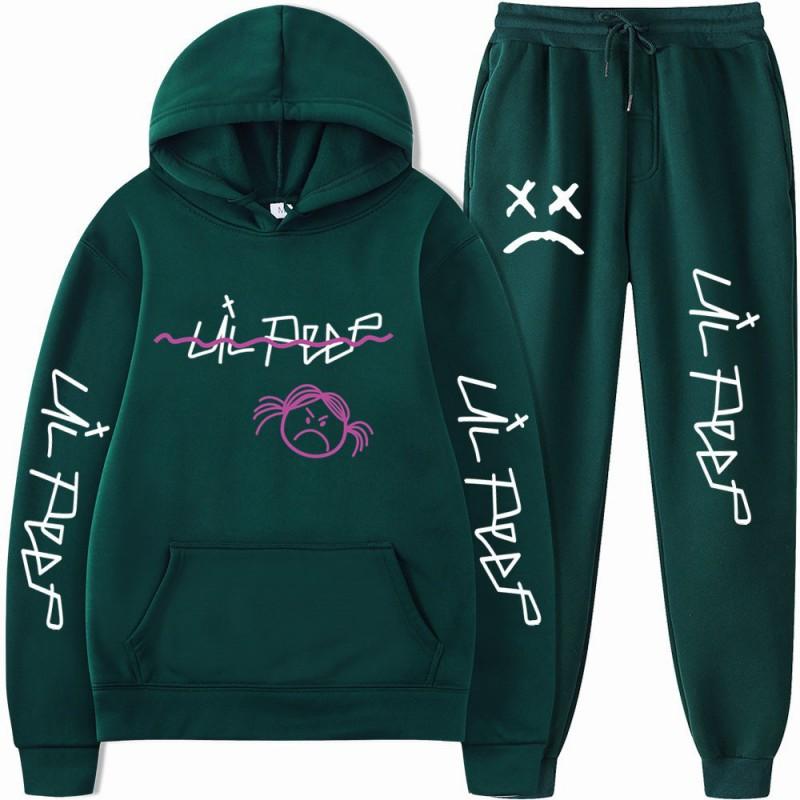 Mens Streetwear Hooded Sweatshirt Pants Set Casual Outfit Trendy Urban Style