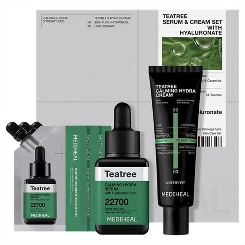 [Mediheal] Teatree Hyaluronate Calming Hydra Skincare Set - Serum 40ml(+10ml x 3) & Cream 50ml | Olive s K-beauty 1SET