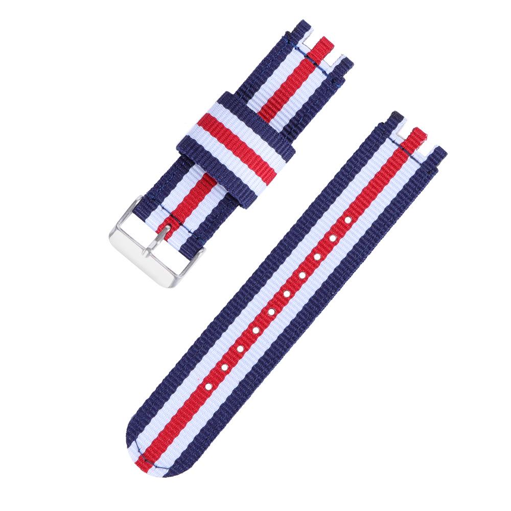 SWATCH Horloge Compatibele Nylon Canvas Band, Geribbeld, 17/19/20mm