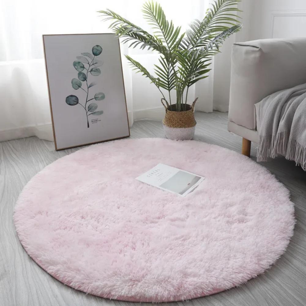 Tapis rond en peluche super doux, tapis blanc moelleux pour salon, décoration de la maison, chambre à coucher, chambre d'enfant, salon, tapis à poils épais