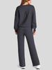 European & American Fashion Autumn Long Sleeve Set: Women's Casual Loose Solid Color Crew Neck Top & Pants