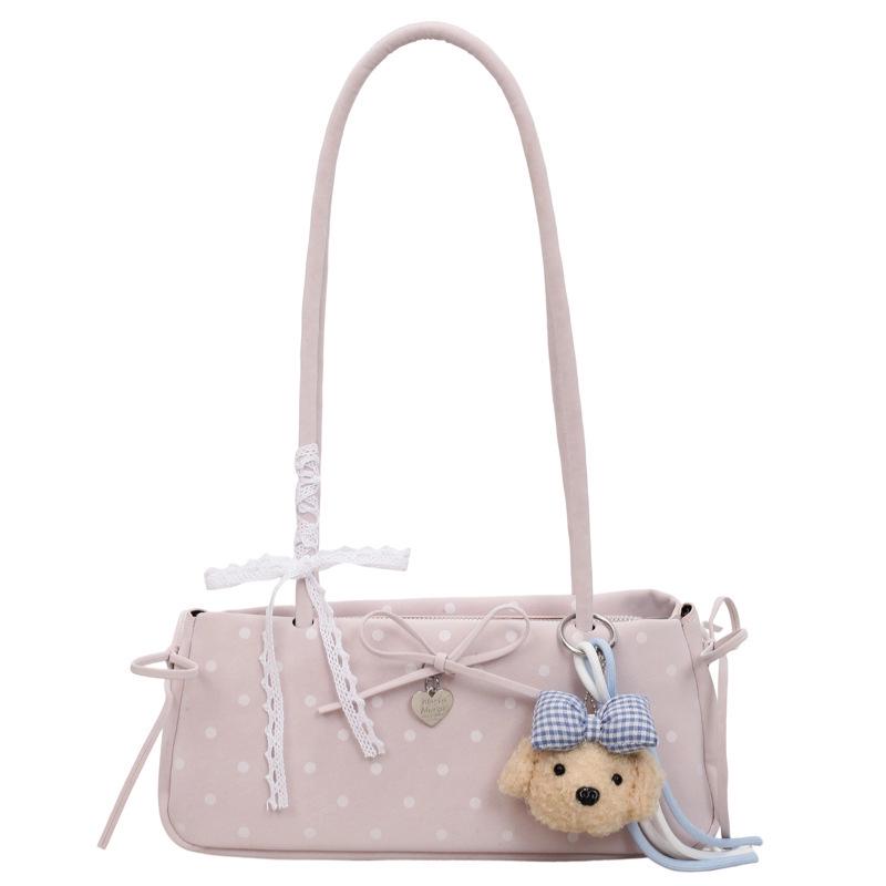 2026 Trendy Women's Polka Dot Bow Single-Shoulder Baguette Bag