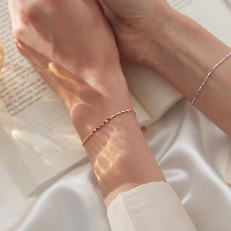 ANENJERY Bracelet chaîne pour femmes, Bracelet cuboïde géométrique, hypoallergénique, bijoux fins, cadeaux