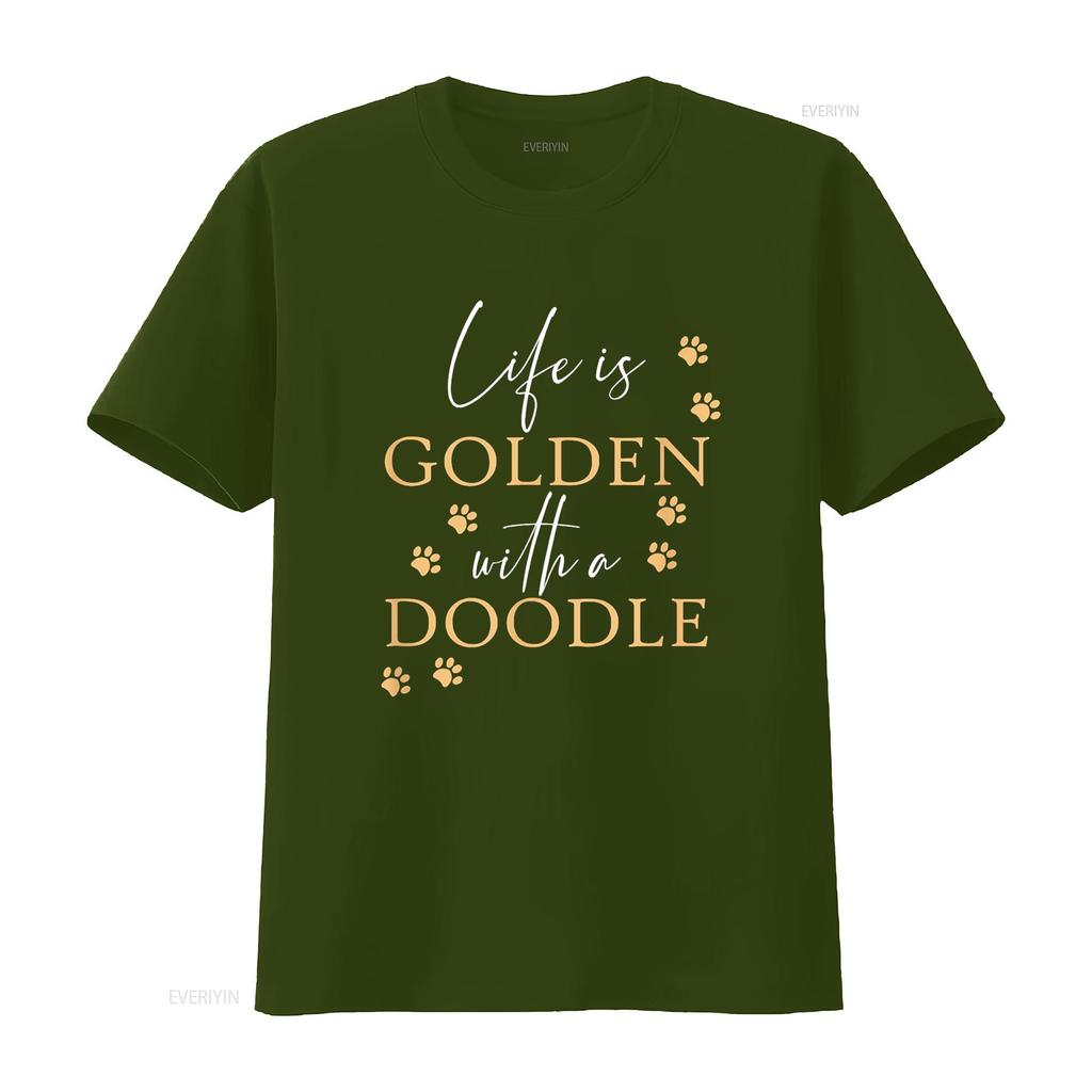 Life Is Golden With A Doodle Cute Goldendoodle Dog Lover T Shirt vintage Washed Comfortable Casual Stretched