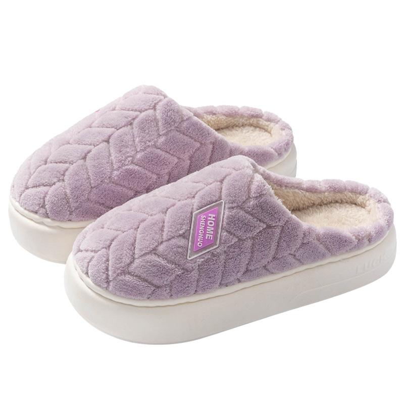 Winter Velvet Cotton Slippers Women's Plush Home Outdoor Thickened Warm Wool Cotton Shoes Male Students