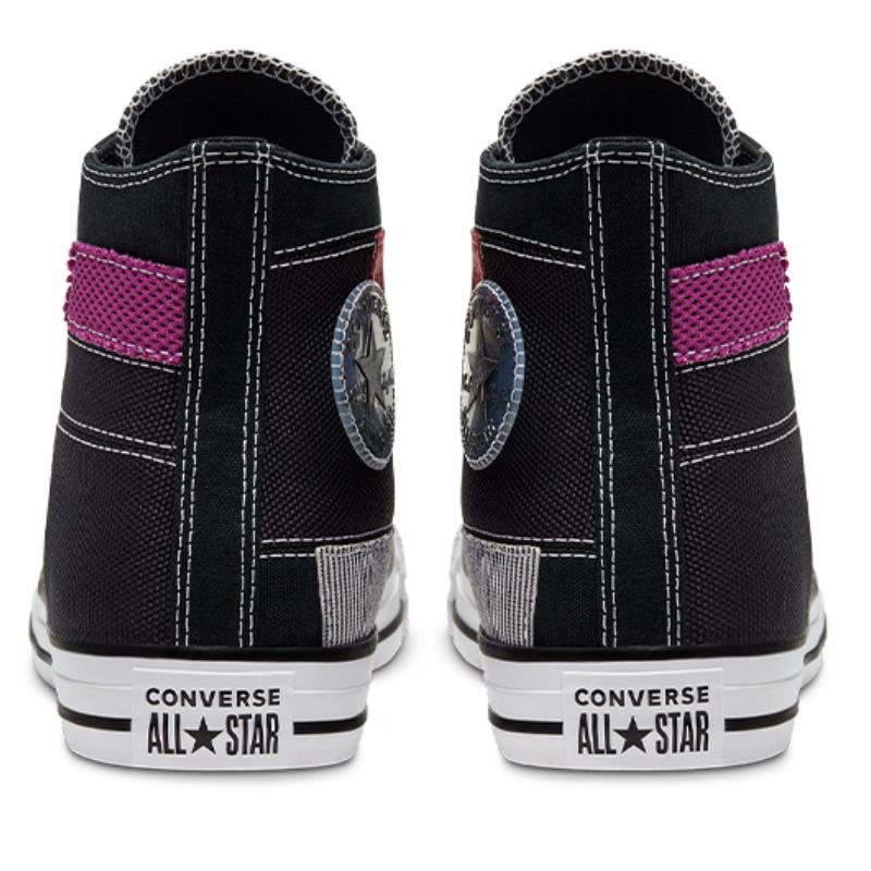 Converse Chuck Taylor All Star Vintage Casual Panelled High Top Canvas Shoes Unisex Black Rose Red