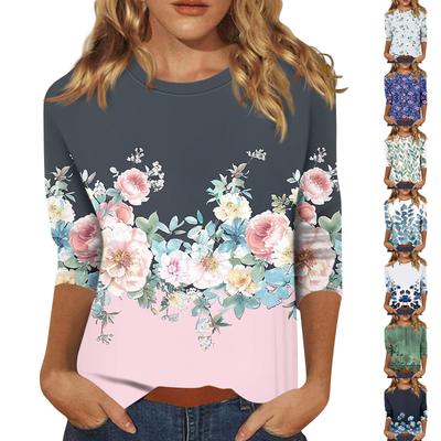Women's 3/4 Sleeve Shirts Graphic Tees Shirts Casual Basic Tops Pullovers