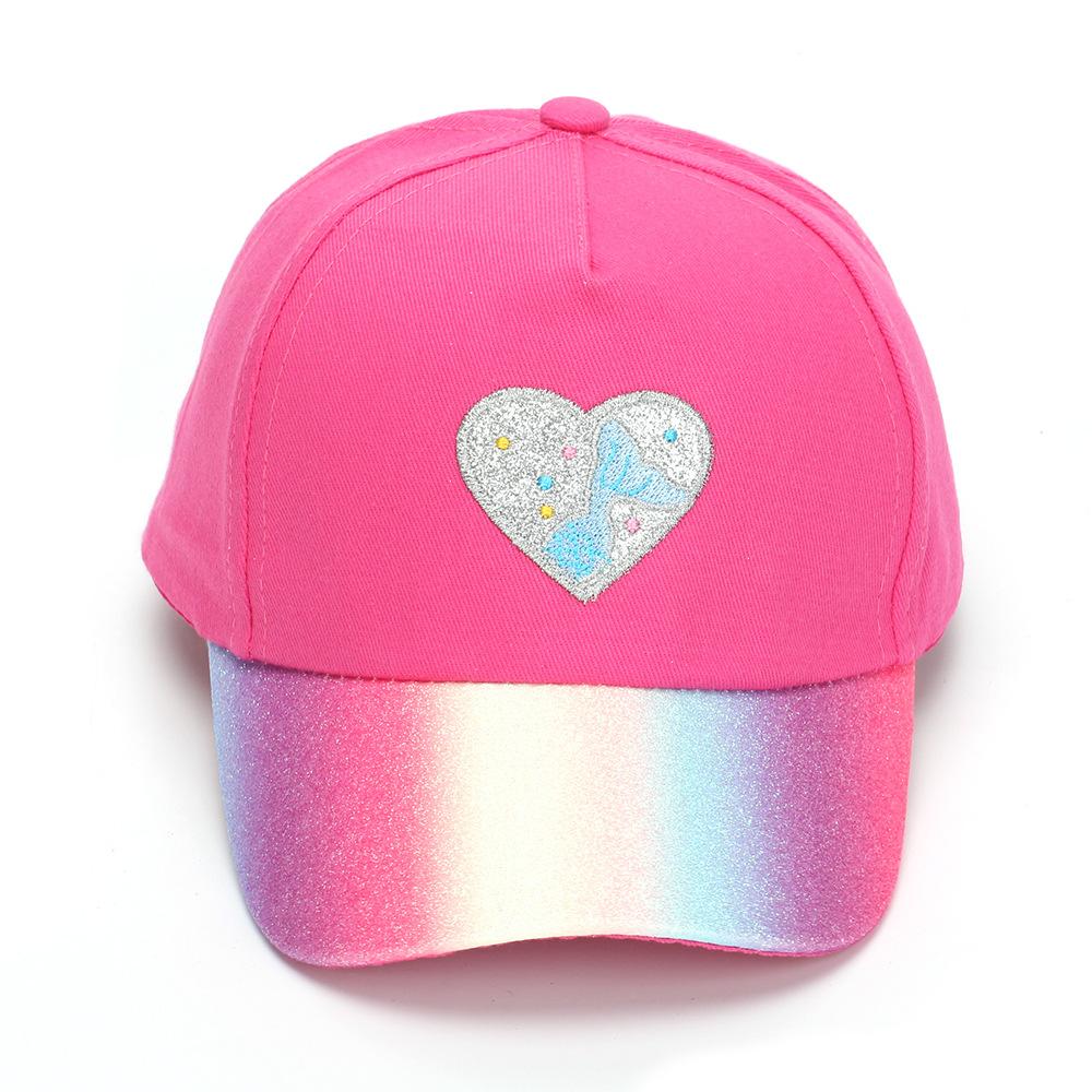 Children's Heart-shaped Sequin Hat  Girl's Fashionable Sun-protective Baseball Cap