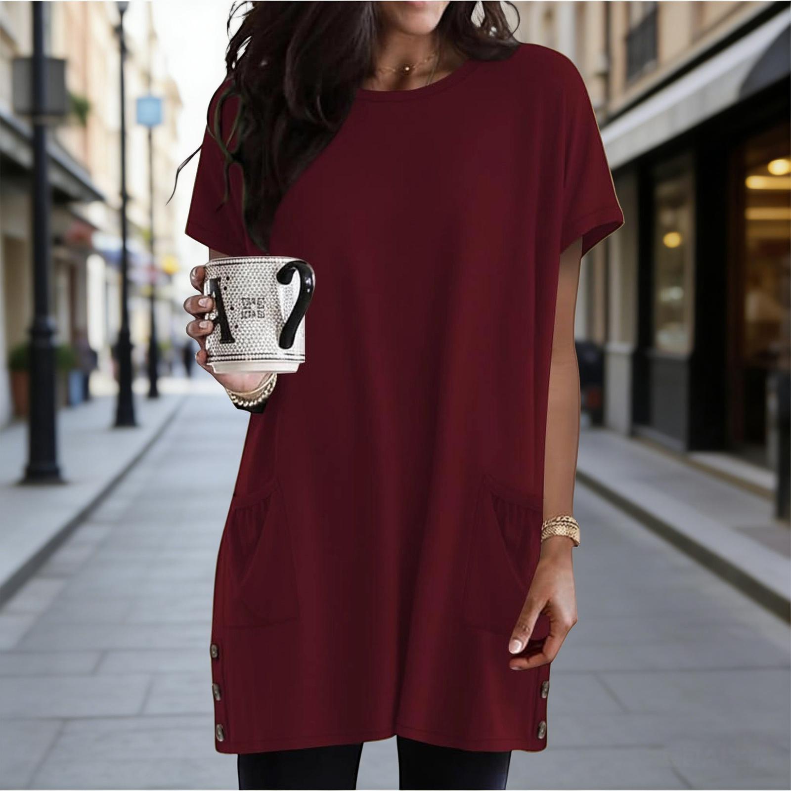 

Womens Spring Tops Summer Shirts for Women Dressy Tops for Women Womens Summer T Shirts Casual Tunic Blouse XL винний