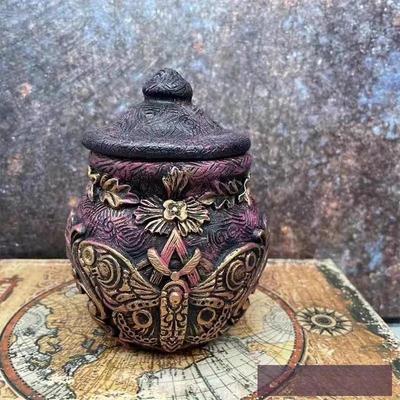 New Vintage Creative Witch Bottle Celestial Body Home Decor Ornaments Moon Water Bottle Face Painting Teng Vase Resin Ornaments