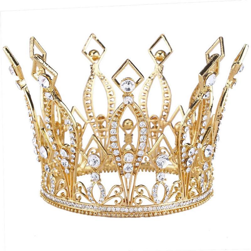 Bride's Full Round Crown Tiara Alloy Diamond Three-dimensional Queen Crown Phoenix Crown Tiara Hair Accessories